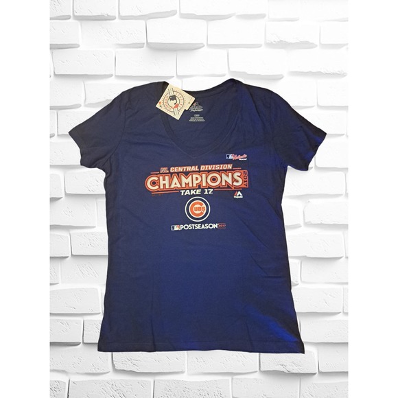 Majestic Tops - Chicago Cubs Central Division Champions 2017 Women's V-Neck T-Shirt